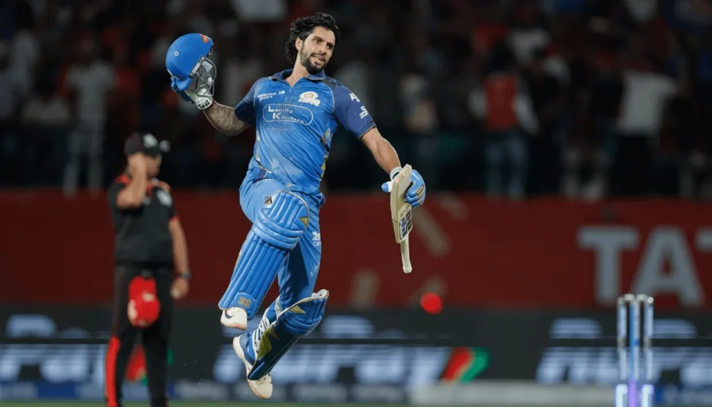 Tilak Varma playing a shot against Punjab Kings in IPL 2026