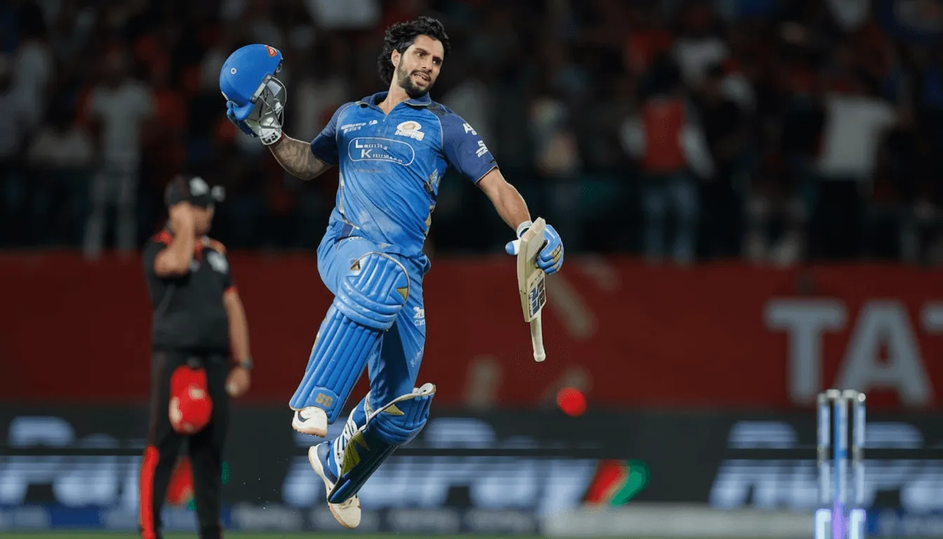 Tilak Varma playing a shot against Punjab Kings in IPL 2026